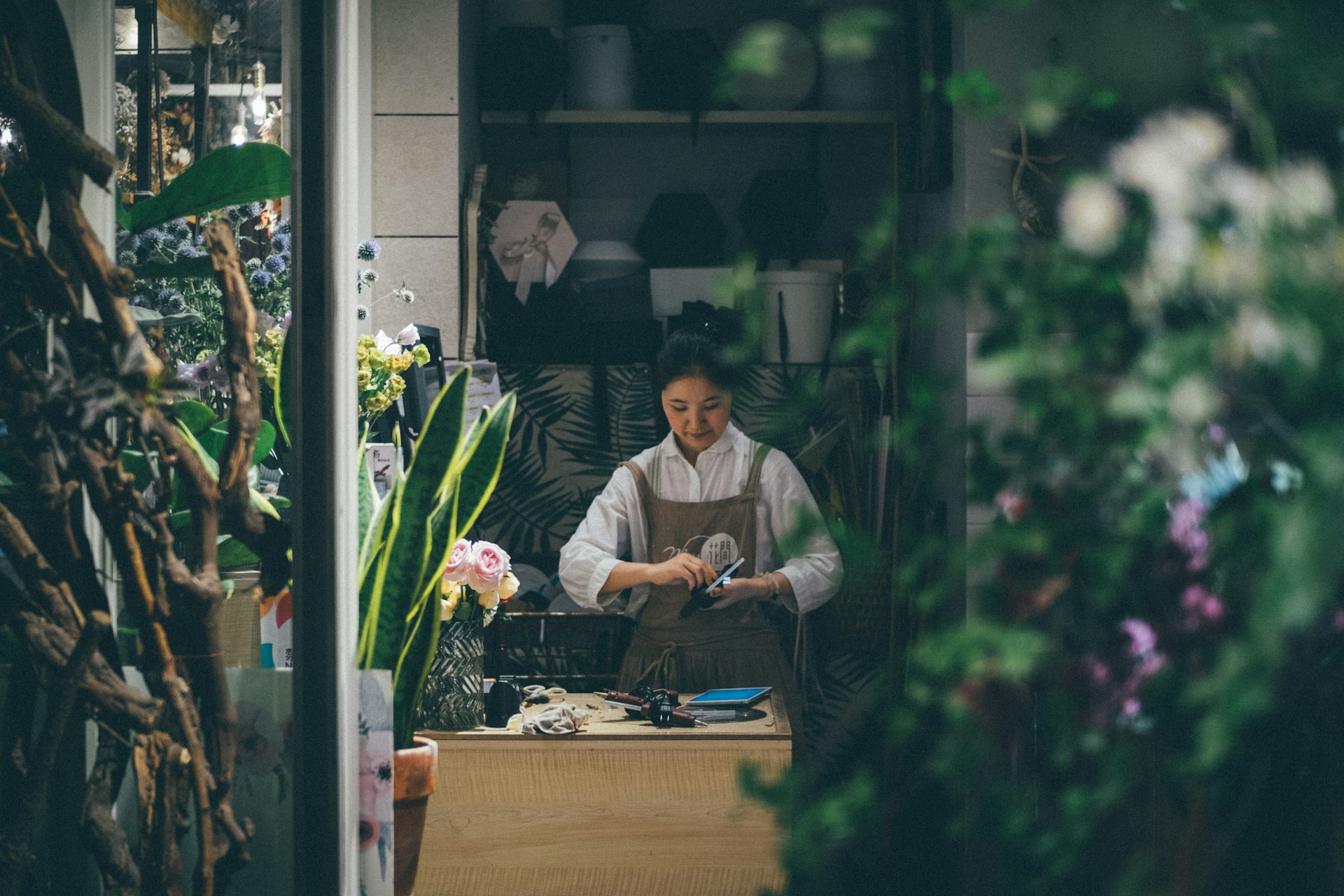 Women working surrounded by indoor plants in cozy workspace