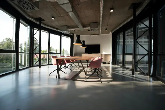 Business office with meeting table